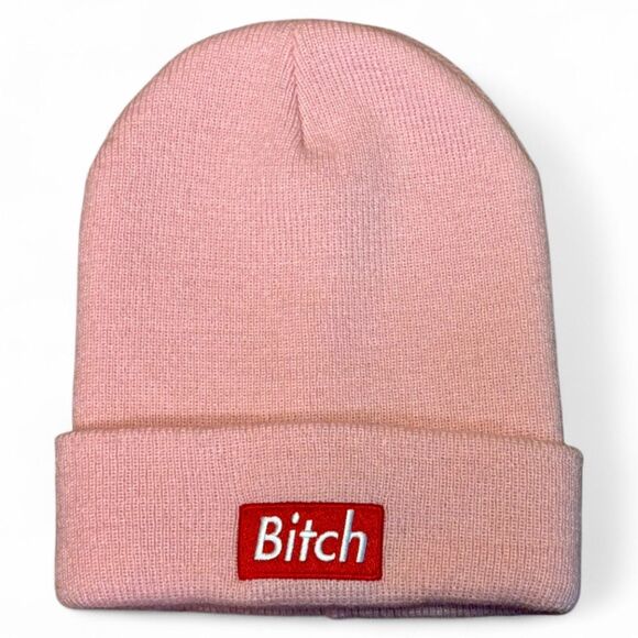MTTM B!tch Red Box Logo Beanie Pink Married to the Mob Streetwear - Picture 1 of 6